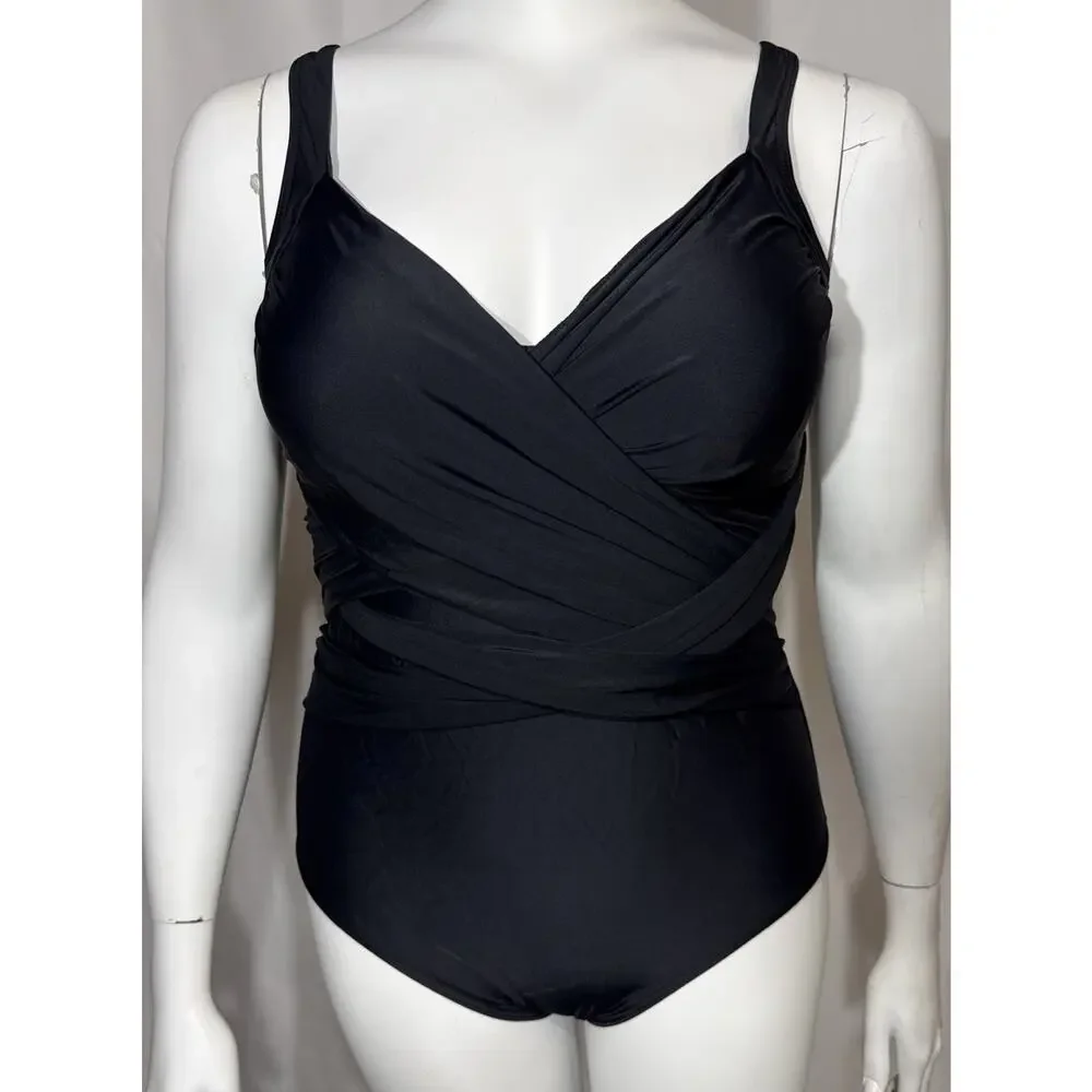 Tempt Me Women Plus Size One Piece Swimsuit Black Size 16W